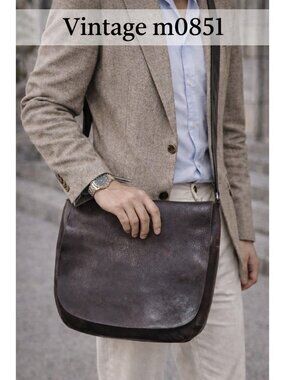 m0851 Leather Crossbody Bag Brown Distressed Vintage Messenger Canada Unisex